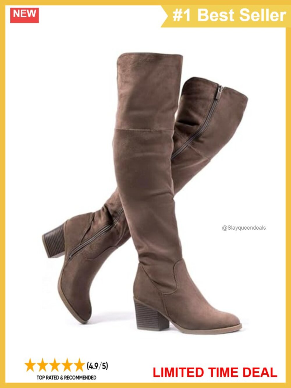 Women's Over The Knee Thigh High Boots Stacked Block Heel Side Zip
